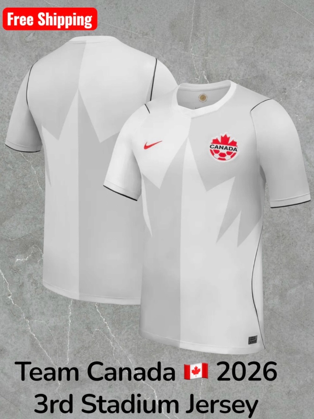 Nike White Canada 2026 Soccer 3rd Team Jersey with Embroidered Crest